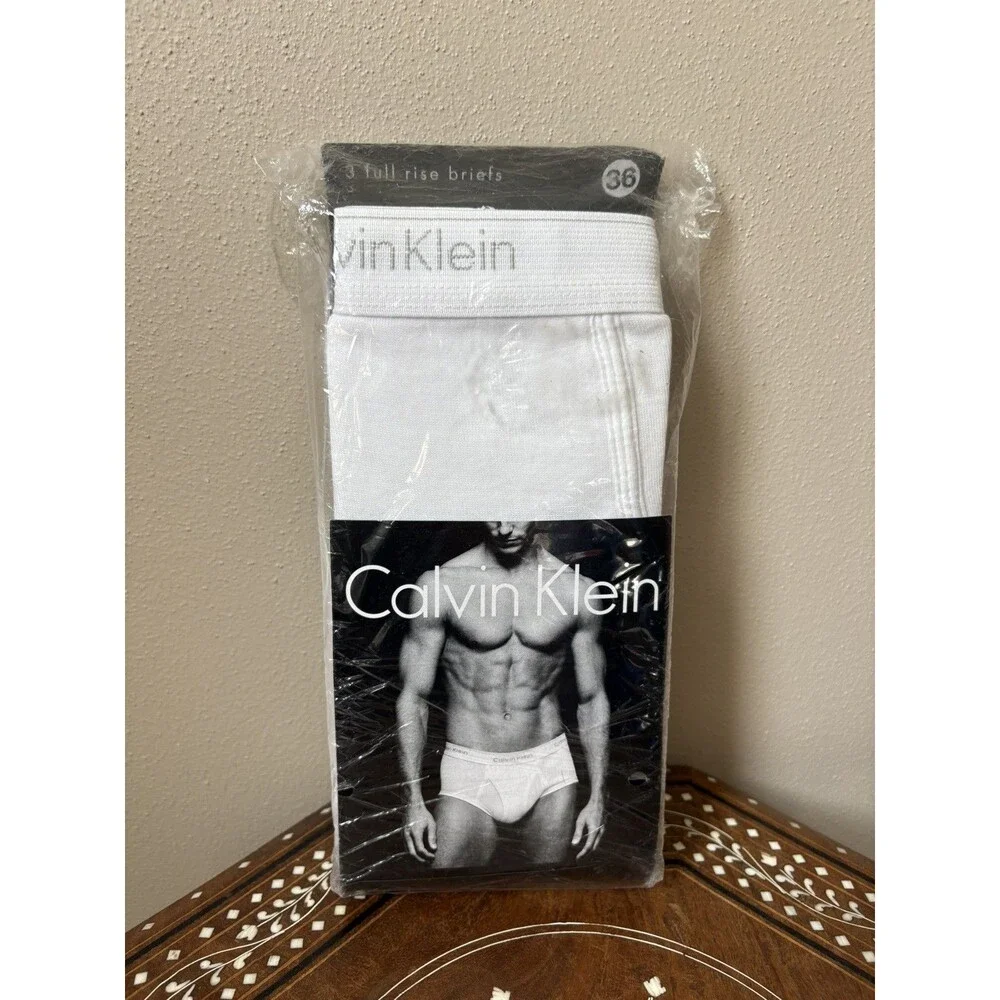 Vtg 1999 Calvin Klein Full Rise Briefs Size 36 100% Cotton Set Of 3 pair NEW